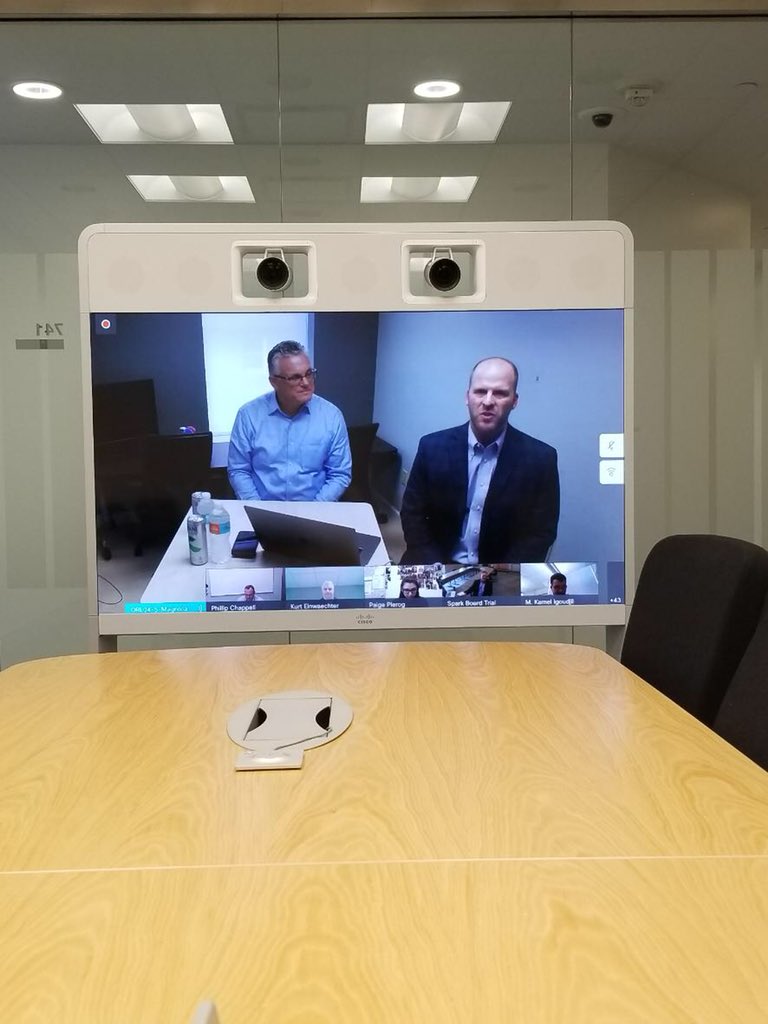 KetchamPaul's tweet photo. Appreciate the opportunity to share @CiscoSpark use cases with @Jared_Heiner and @jamesdgeorge today. Real applications for collaboration in K12 Education, Higher Education, and Industry. https://t.co/u7XpuW1jgy