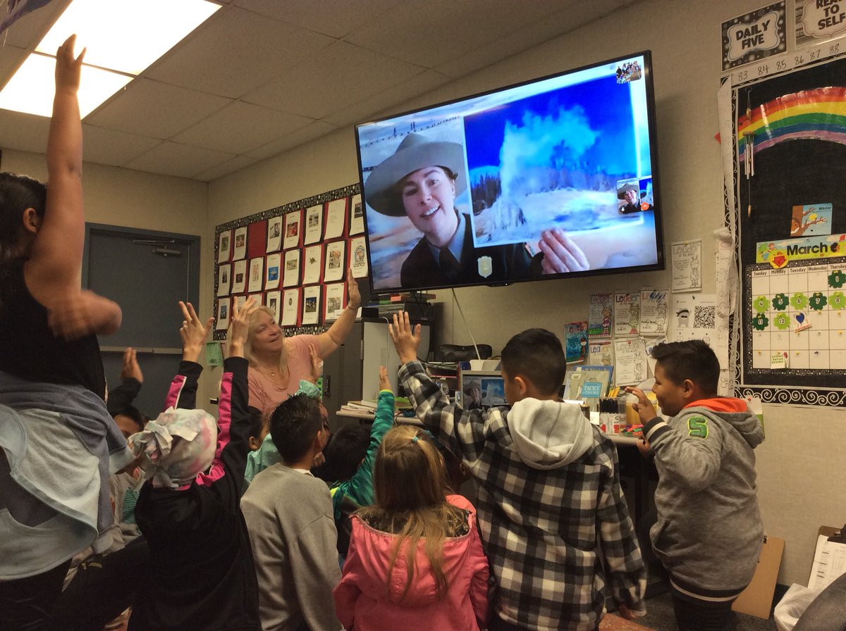 Kellykins62's tweet photo. My third graders went on a virtual field trip to Yellowstone National Park this morning through Skype in the Classroom. #OVSD_TIDE #OVSDshare #ChromeWarrior https://t.co/kU21EkK2vW