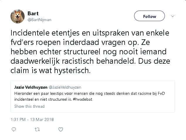 sherrybaudet's tweet photo. "Incidenteel, enkele" aldus Nijman die kennelijk niet weet dat Nr.1 van Forum #telkens #weer ras- en complotdenken prijst
#baudet #fvd https://t.co/ScmD6P1NbR