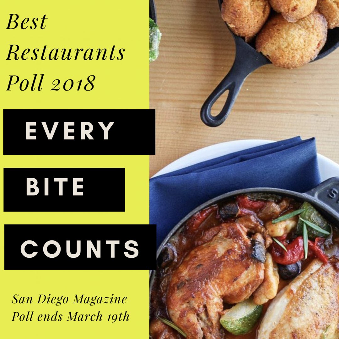 Where’s our loyal foodies at?! Don’t forget to Vote for the BEST of San Diego at sandiegomagazine.com/vote 
Then join us for happy hour, cheers! 🥂