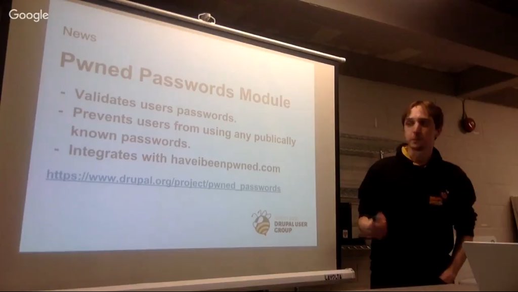 hooftio's tweet photo. @nwdug @madlabuk Audio was very good, visibility good. Perhaps next time less light on the screen and more on the speaker? Oh, and maybe a audience cam? :-) Thanks again. 👍 https://t.co/xewBn8poq4