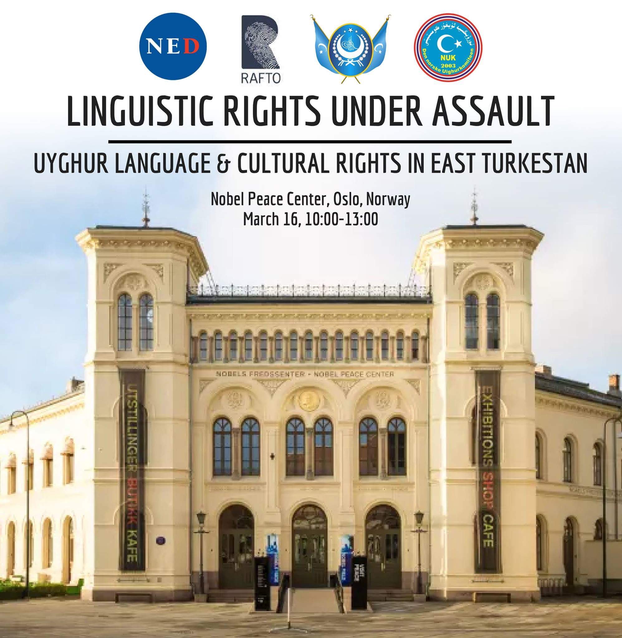 Ilshat H Kokbore 伊利夏提on Twitter 维吾尔人语言权利被践踏 18年3月16日 上午10点至下午1点 世界维吾尔代表大会联合美国民主基金会 挪威拉夫托基金会 挪威维吾尔协会 将在挪威奥斯陆诺贝尔和平中心举办有关维吾尔人语言 文化被中共政权恶意践踏 扭曲 Ilshat H Kokbore 伊利夏提on Twitter 维吾尔人语言权利被践踏 18年3月16日 上午10点至下午1点 世界维吾尔代表大会联合美国民主基金会 挪威拉夫托基金会 挪威维吾尔协会 将在挪威奥斯陆诺贝尔和平中心举办有关维吾尔人语言 文化被中共政权恶意践踏 扭曲