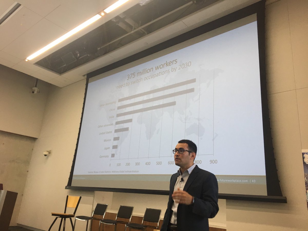 David_Leaser's tweet photo. 375 million workers need to switch occupations by 2030 and half life of your skills is now 5 years at #FutureWorkplaceSummit https://t.co/HE7QpGAKjw