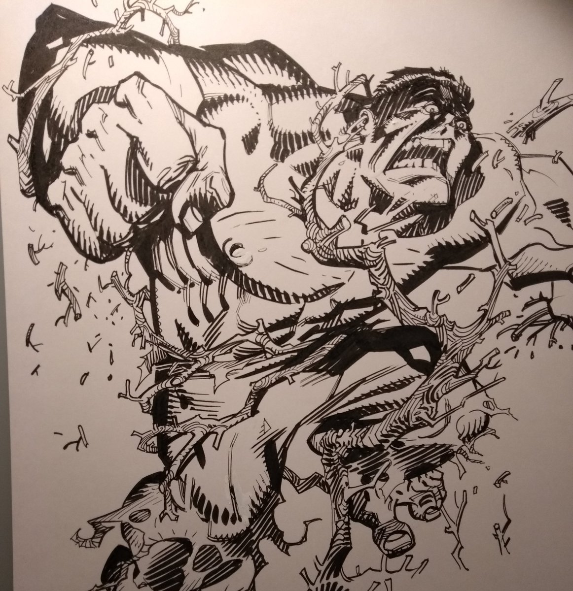 mccreaman's tweet image. #inking #Hulk for @FANEXPOCANADA this weekend, stop by my table P36 with the #comicparadise crew... #Marvel #Avengers #InfinityWar #comics