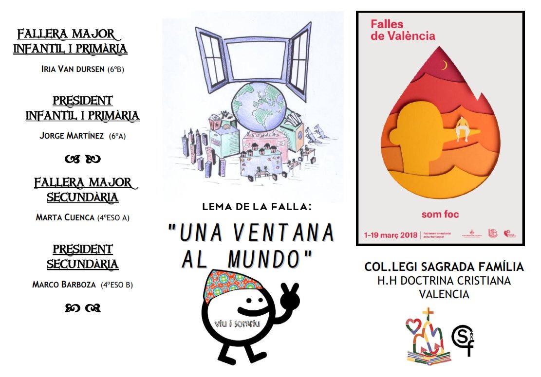 Sagradafamiliah's tweet photo. Dimecres 14. A partir de les 10:45h: Entrada de familiars i "xocolatà" per als alumnes i majors per gentilesa de l'AMPA. Ja estem en Falles! #FallesSAFA2018 https://t.co/3KPsciR4wC