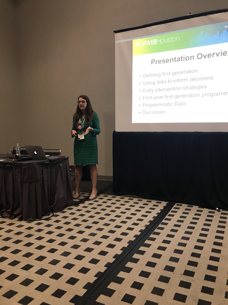 mcguire_d's tweet photo. Join us now for “Supporting First Generation Transition: Matriculation and Retention” #acpacashe #ACPA18 https://t.co/PqcTfy9LHM