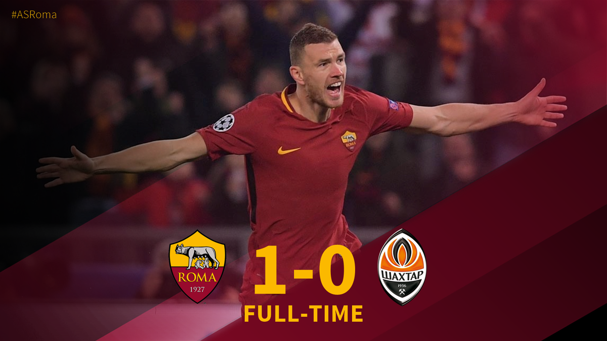 OfficialASRoma's tweet image. TRIPLICE FISCHIO! PASSIAMO NOI! SIAMO AI QUARTI! SIAMO AI QUARTI! SIAMO AI QUARTI! SIAMO AI QUARTI DI FINALE DI @ChampionsLeague!!!

@EdDzeko ⚽️🔥

#RomaShakhtar 1⃣-0⃣ 

#ASRoma #UCL