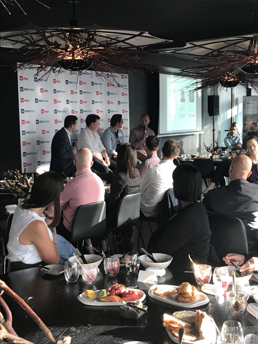 Great to be <a href="/Vuedemonde/">Vue de monde</a> for our first <a href="/auspost/">Australia Post</a> #businessbreakfast discussing 19.2% #ecommerce growth &amp; fresh 2018 #tech &amp; #innovation with <a href="/Kogan/">Kogan.com</a> <a href="/vinomofo/">vinomofo</a> <a href="/CottonOn/">Cotton On</a>