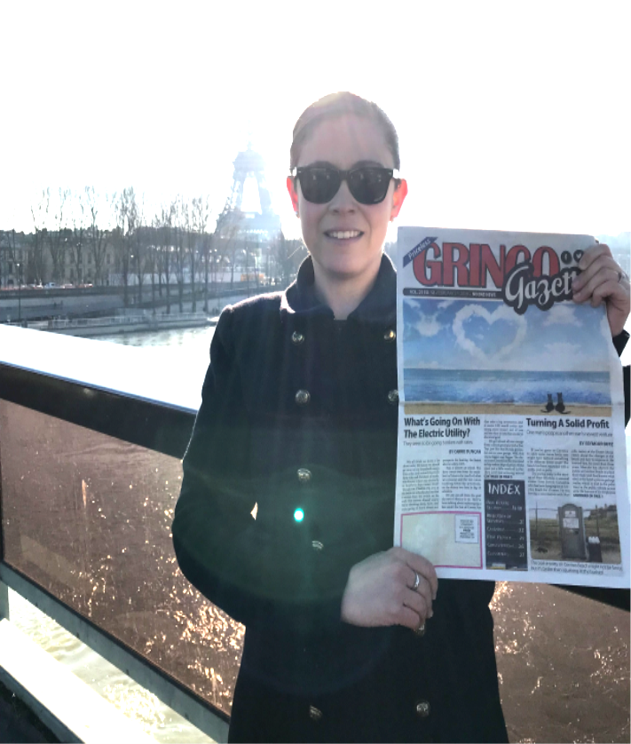 GringoGazette_'s tweet photo. *GRINGO GAZETTE GOES GLOBAL*
Maria Uribe, a Frenchie who lives in Paris, took a Gringo Gazette back home with her. She was here recently visiting her parents, which she does about once a year. https://t.co/BoWyzjoqsp