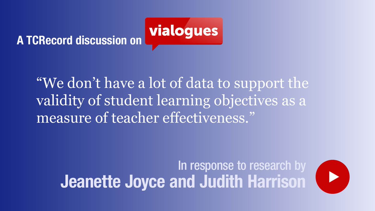 How do teacher evaluation systems impact students with disabilites? Join the discussion, based on research by Dr. Jeanette Joyce, Dr. Judith R. Harrison, and Ms. Danielle Murphy via <a href="/TCRecord/">TC Record</a> vialogues.com/vialogues/play…
