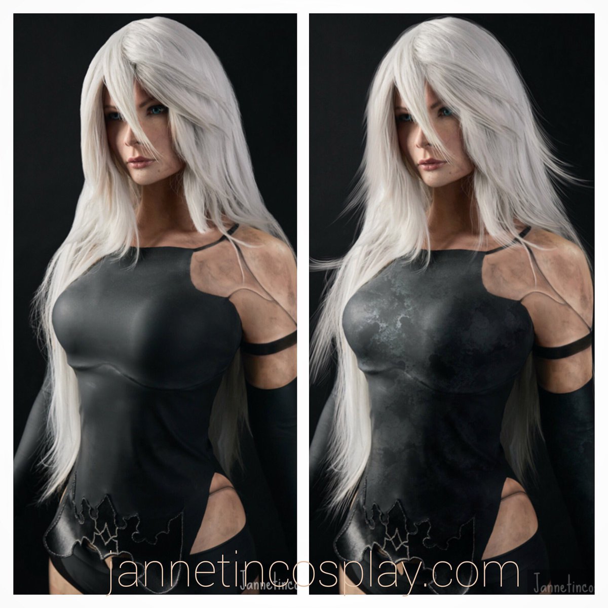 Before or After?:) What do you like better? My A2 will have more photos soon ☺️😄👌🏻 #A2 #nierautomata #cosplay #a2cosplay #greywig #nierautomatacosplay #wigmaker #edition