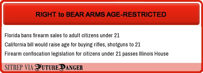 FD_LibertyAlert's tweet image. FutureDanger Indicator: RIGHT to BEAR ARMS AGE-RESTRICTED
HeatMap Column 1&amp;gt; goo.gl/zBfla7
  #ΜΟΛΩΝ  #DontTreadOnMe  #2AFight