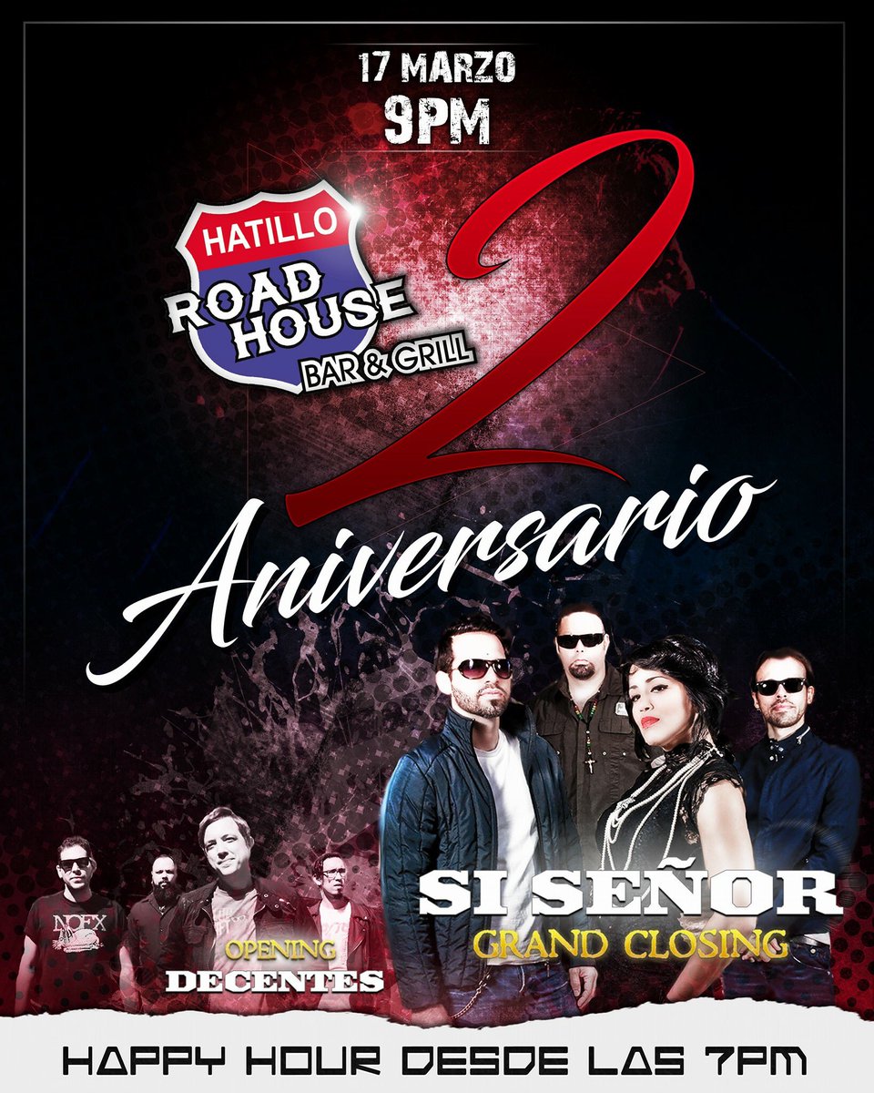Este sábado 17 de marzo @hatilloroadhouse 9pm