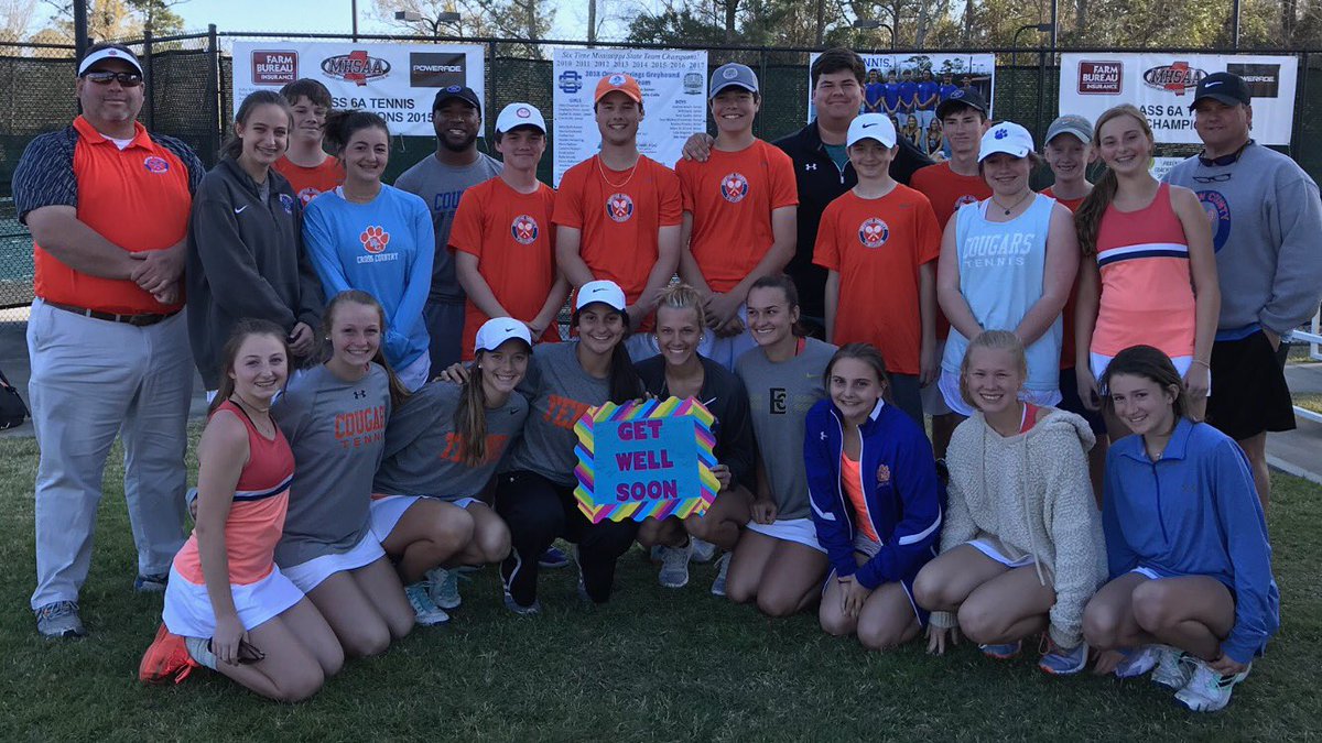 nccougartennis's tweet photo. Tonight we are thinking and praying for our teammate Alana! Get well soon Alana!! @alanamc_12 @JungleNchs @NCHSCougars https://t.co/kVGtJhABQY