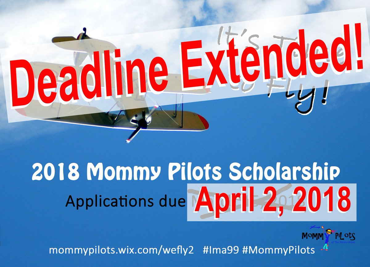 MommyPilots99s's tweet image. New Deadline for Scholarship -- April 2nd. Please apply!
Here's a link for more information:
mommypilots.wixsite.com/wefly2/scholar… #mommypilots #Ima99