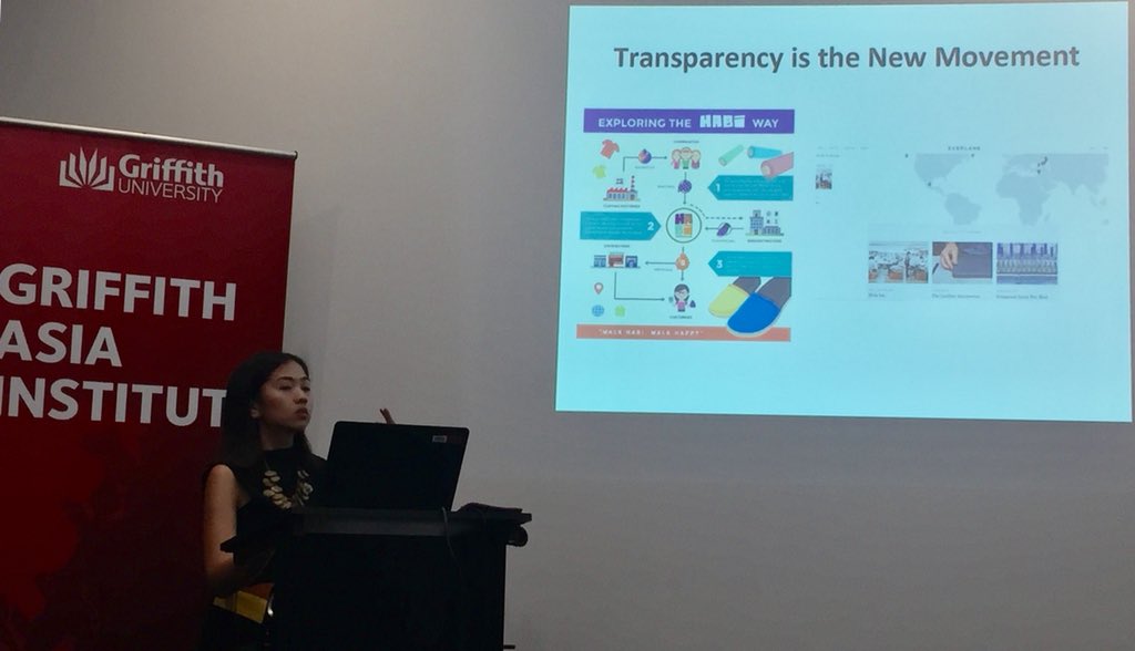 caitebyrne's tweet photo. ‘Transparency is the new movement’ Janine form #walkhabi talks @GAIGriffith social entrepreneurship #dynamicASEAN @ASEANinAus https://t.co/HN0ZxNWeZg