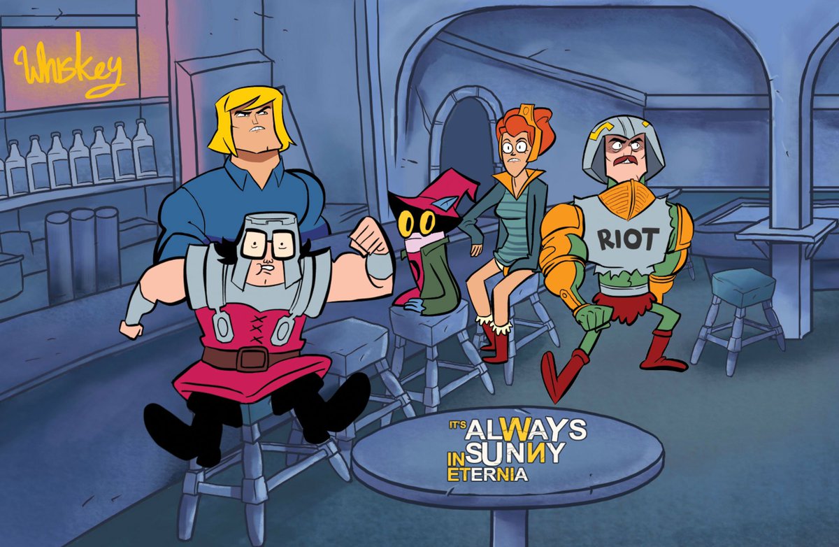 leeroymyers's tweet photo. Here's a new @itsneatoco print by @darrudamassa based on the Masters of The Universe and It's Always Sunny animation parody/mashup, "It's Always Sunny In Eternia". I love it! https://t.co/jyZCIUJGxE