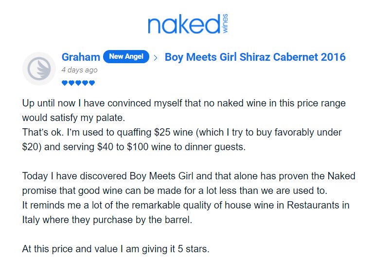 BMGwines's tweet photo. A perfect explanation of exactly what Naked Wines is all about, by New Angel Graham... Cheers Graham! @NakedWines @NakedWinesAus https://t.co/sC0kBRTS0r