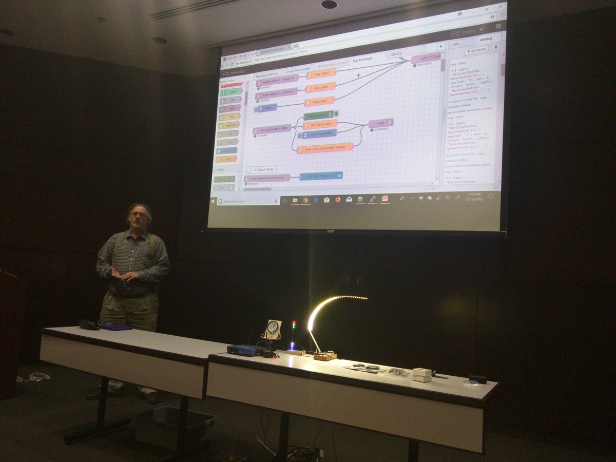 LogicalDan's tweet image. Awesome @CharlotteIoT Lightning talks by @JeremyThePrintr on #epaper @CraigTucker on #NodeRed and @BenjaminoG on assistive electronics #AssistIoT!!