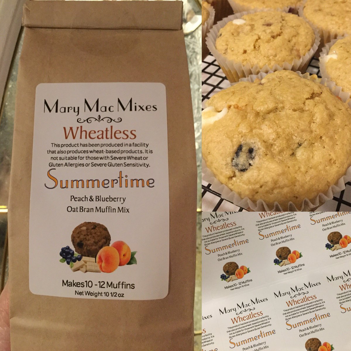 MobileMaryMac's tweet image. New Mix! #wheatless ! “Summertime” is a Peach Blueberry White Chocolate Oat Bran Muffin Mix and it’s delicious! Available at Standing Chimney &amp;amp; online soon at marymacpodcast.com/store  #marymacsays