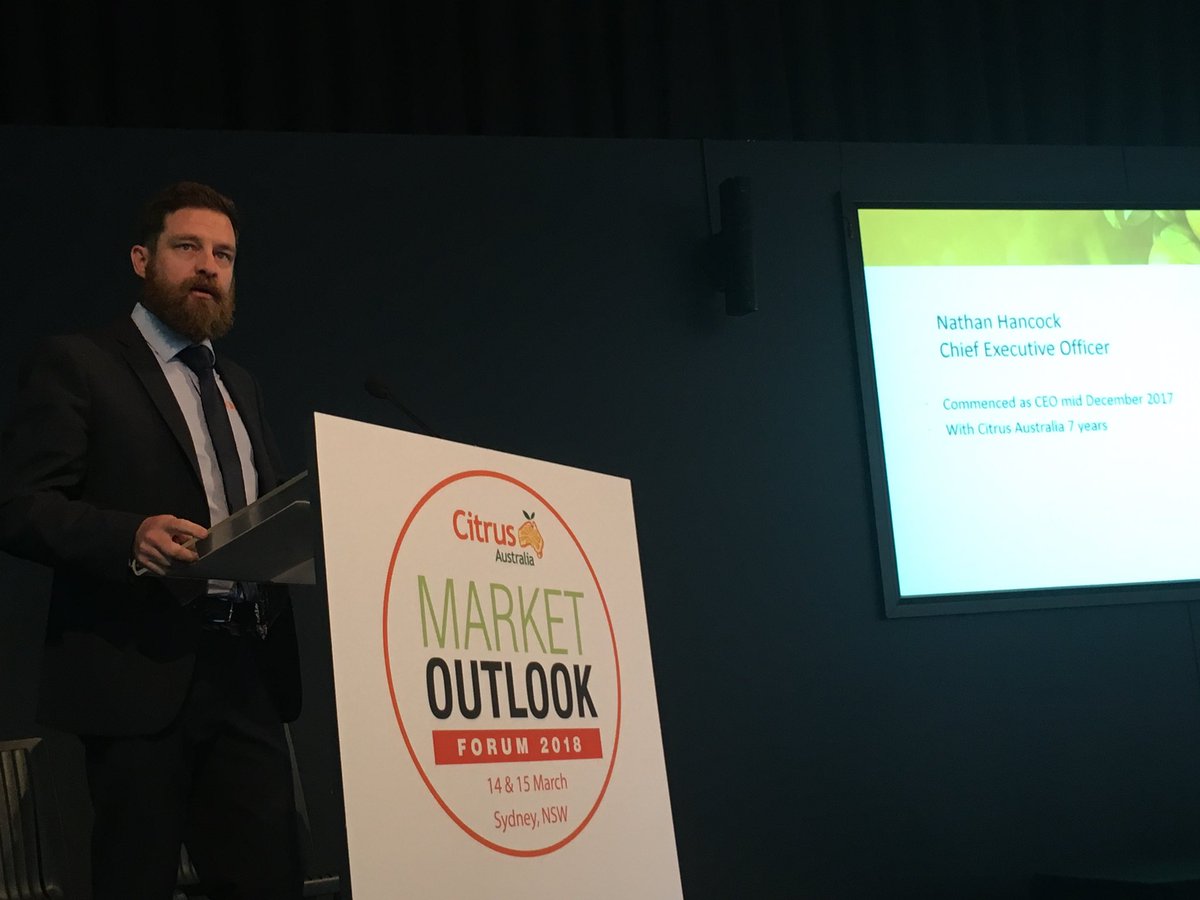 johnfruitnet's tweet photo. New @CitrusAustralia CEO Nathan Hancock says he “stands on shoulders of giants” as he looks at past and future of sector at #CAForum18 https://t.co/58aeW9Reog
