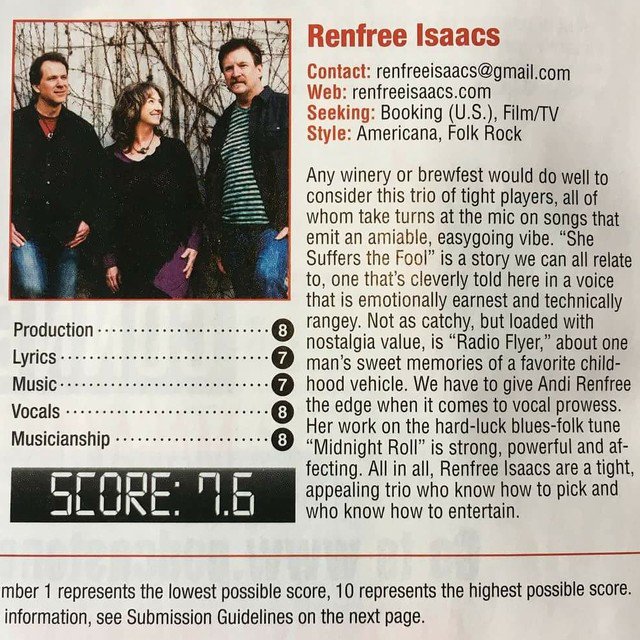 Check out our friends, @renfreeisaacs! Read this great review in #MusicConnectionMagazine! Congrats y'all! P.S. they're playing the #FrontPorchRebel CD release parties with #amandapagecornett & #almostangels
#sugarbeetsmusic #juddsandjoplin #newmusic #Nashville #southernrocknsoul