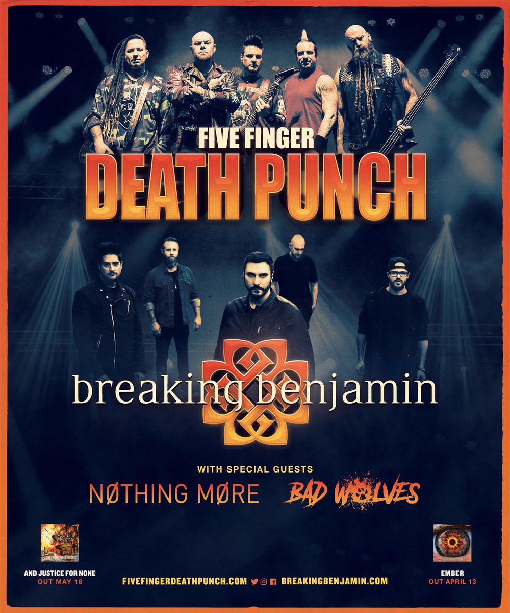 theReaperRadio's tweet photo. Tickets on sale Friday at 10am #FiveFingerDeathPunch #BreakingBenjamin #NothingMore #BadWolves #Rock #Metal #AndJusticeForNone https://t.co/3NhuOIGkPK