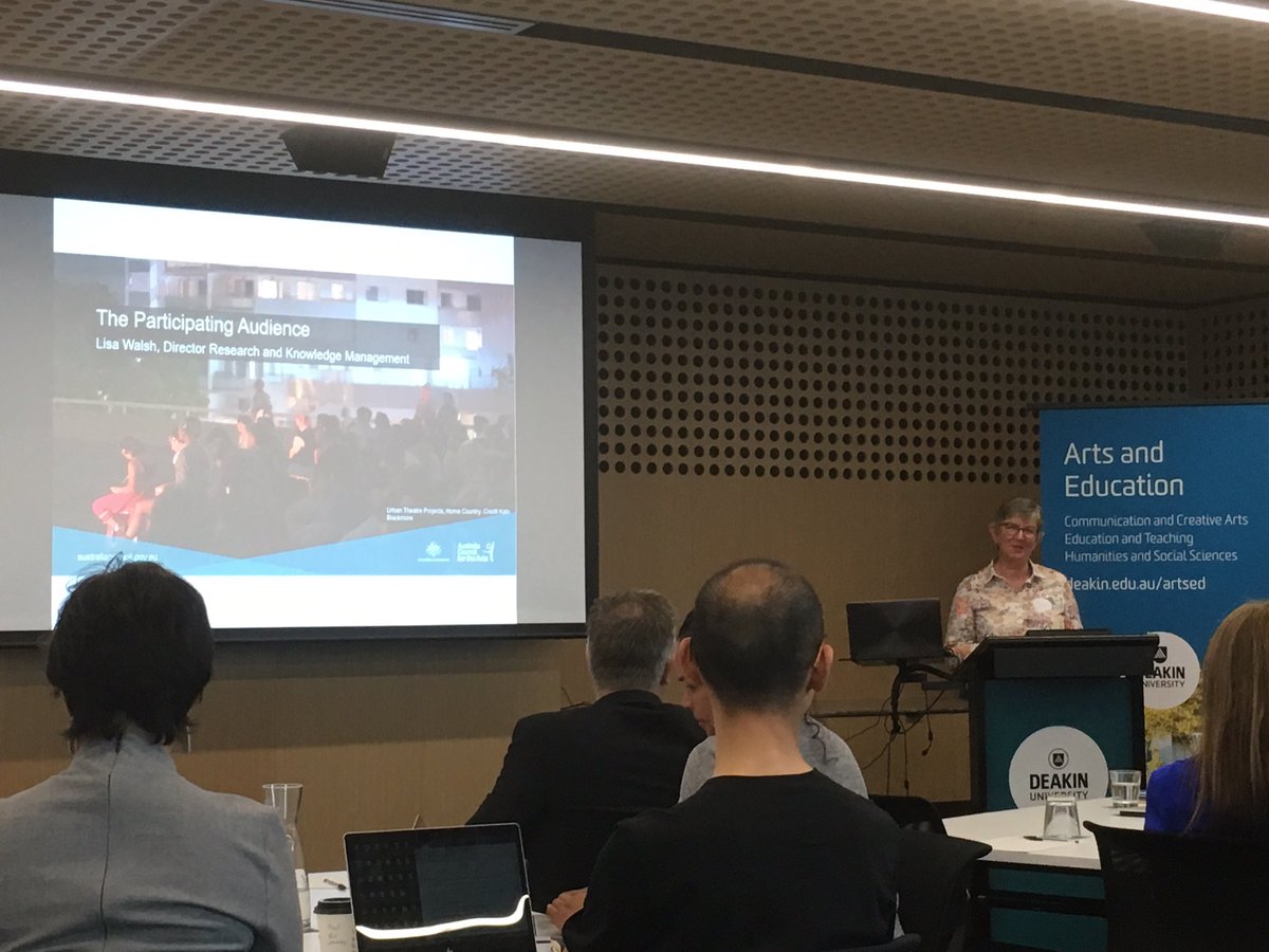 tully_barnett's tweet photo. Great presentation from Lisa Walsh, Director of Research and Knowledge Management at the Australia Council #inarpa https://t.co/g48dInrjXh
