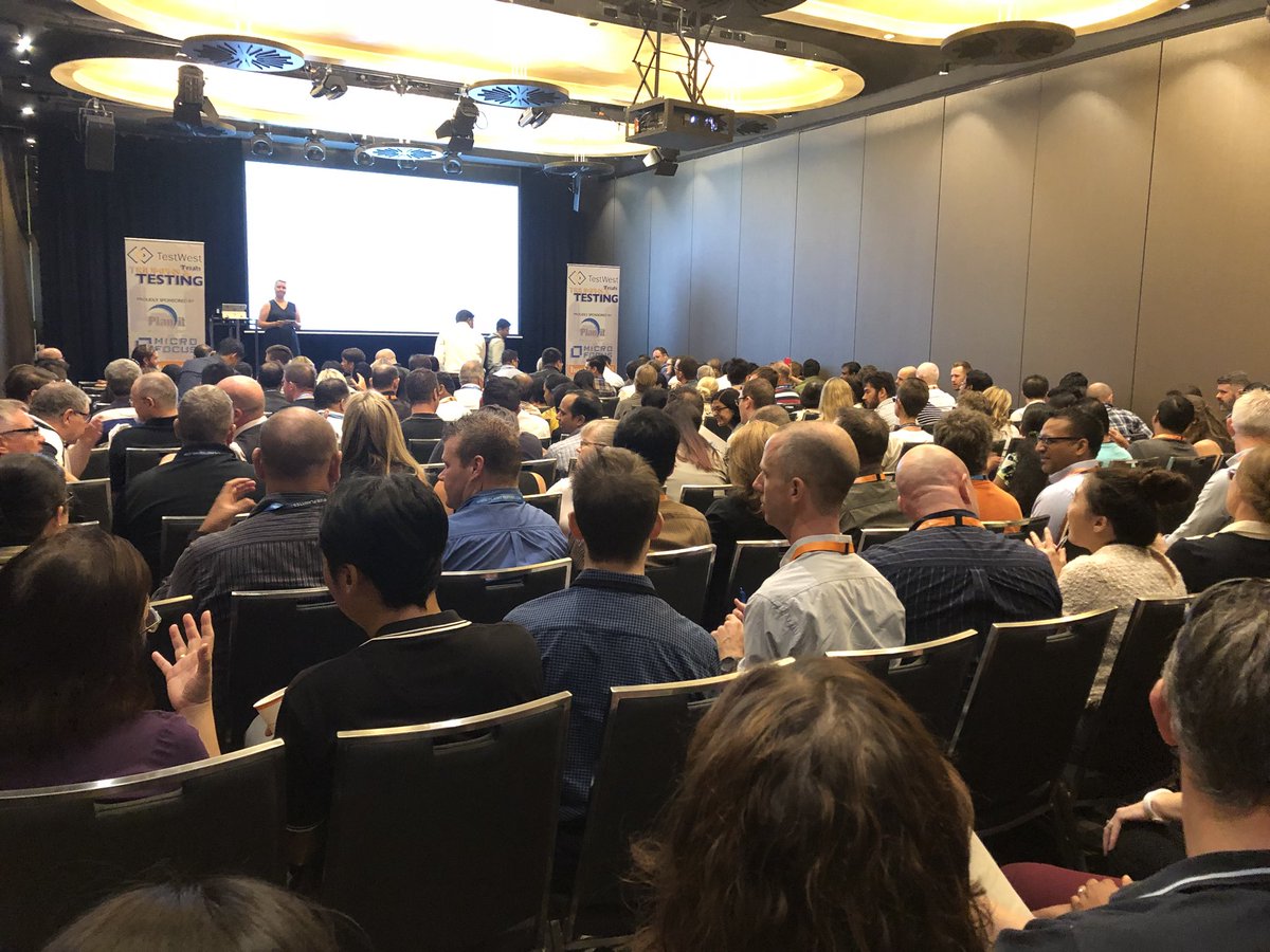 TestWestWA's tweet photo. #TestWest2018 it’s almost a full house and very loud in here with the audience practicing their communication skills. https://t.co/gqBOmuejXo