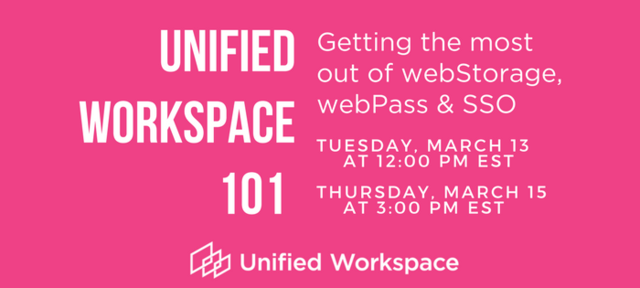 AugustoRosa14's tweet image. #UnifiedWorkspace customers - Join us for a free training on getting the most out of #webStorage, #webPass, and #SSO. Sign up links for the two sessions are below. TUE, Mar 13th at 12 PM EST: bit.ly/2Dapbrh THURS, Mar 15th at 3 PM EST:... lnv.gy/2tKRyNk