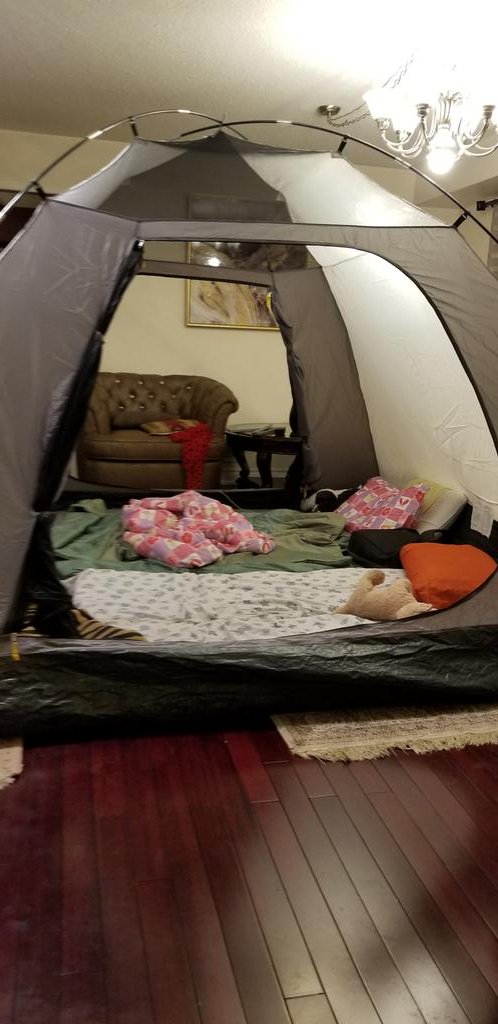 SyedaFarina2024's tweet image. Annual tradition #Marchbreakfun
&quot;Camping&quot; in the living room