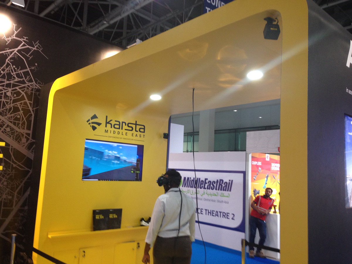 ExnerGroup's tweet photo. Another successful year at the @MiddleEast_Rail Conference showcasing our VR capabilities in Transport &amp; Rail at the @AECOM booth along with our partner Karsta Group #MERail https://t.co/jDeiwh7Rl2
