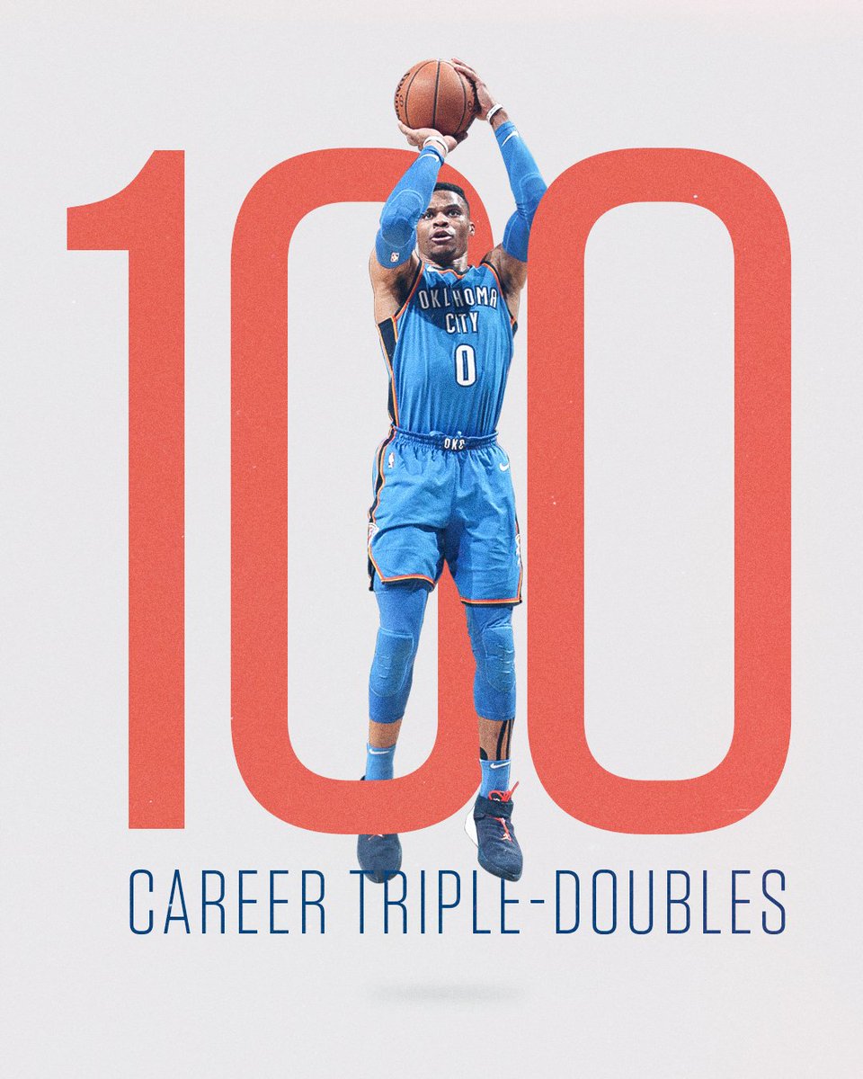 SportsCenter's tweet photo. Russ just hit the century mark. https://t.co/Vfm2kp1yMR