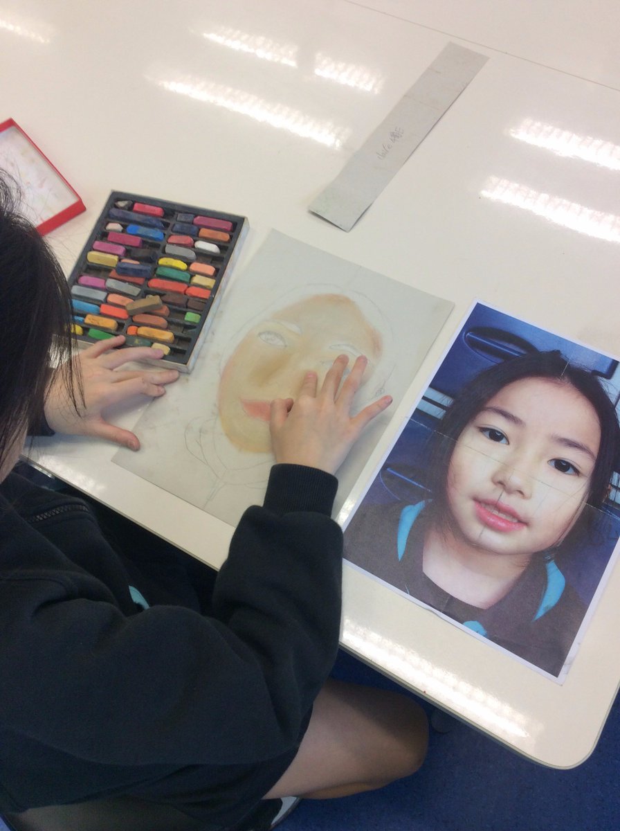 artnaishk's tweet photo. Impressed with Year 4 portraiture skills. Practising blending and colour matching tones with soft pastels. @NAISHongKong https://t.co/8BGjGjE9R7