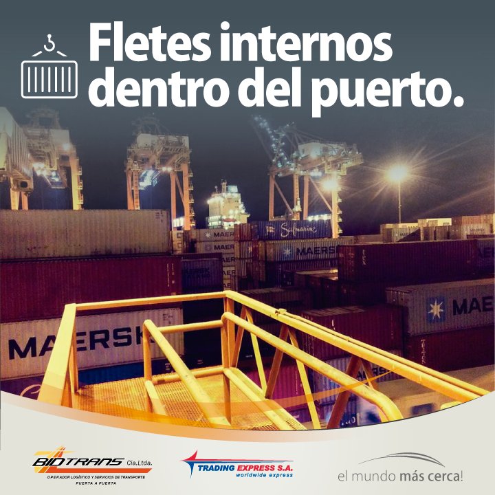 BidtransEcuador's tweet photo. Como complemento de la cadena logística, con el respaldo y experiencia de #TradingExpress ofrece servicios de importación y exportación de mercadería, así como la respectiva gestión aduanera. #OperadorBidtrans #Elmundomáscerca Soluciones globales para su carga liviana o pesada. https://t.co/PECEQb4H0A