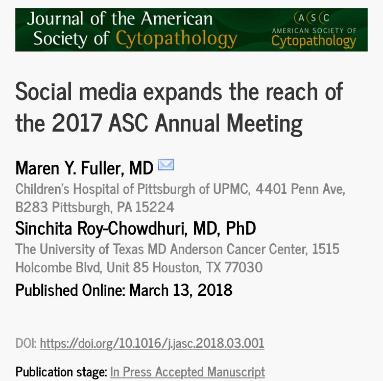 marenwhymd's tweet photo. Hot off the presses! Our experience with #ASCyto17, just in time for #USCAP2018 

https://t.co/Tylx5eGGeL https://t.co/Mecn7tk15X