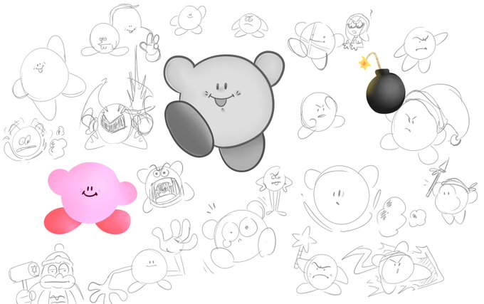 Some kirb doodles because Star Allies comes out Friday. 