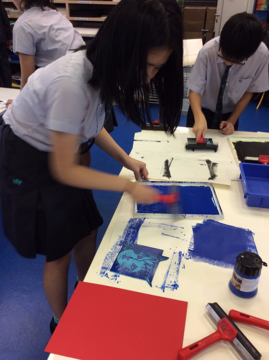 artnaishk's tweet photo. Year 8 are creating lino prints of animals and developing their printmaking skills using hand held rollers and the printing press. @NAISHongKong https://t.co/rHD9Ye1n8d