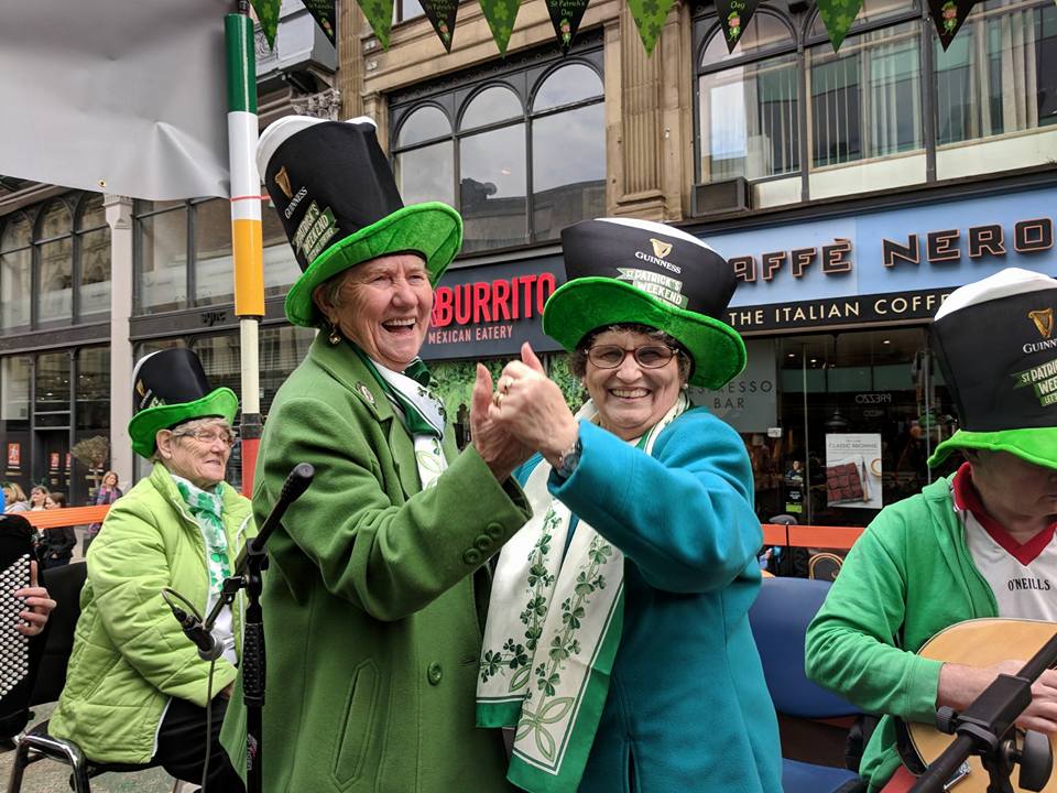 iccmanchester's tweet photo. Some of our friends from @IWHCmanchester Wednesday group dancing their way to Albert Sq in @mcr_irish_fest St Patrick's Parade on the St Wilfrid's @CCEBritain float. #inthegreeen #gomanchester #music #song #dance #Murphyslorry https://t.co/MNPpiT5dln