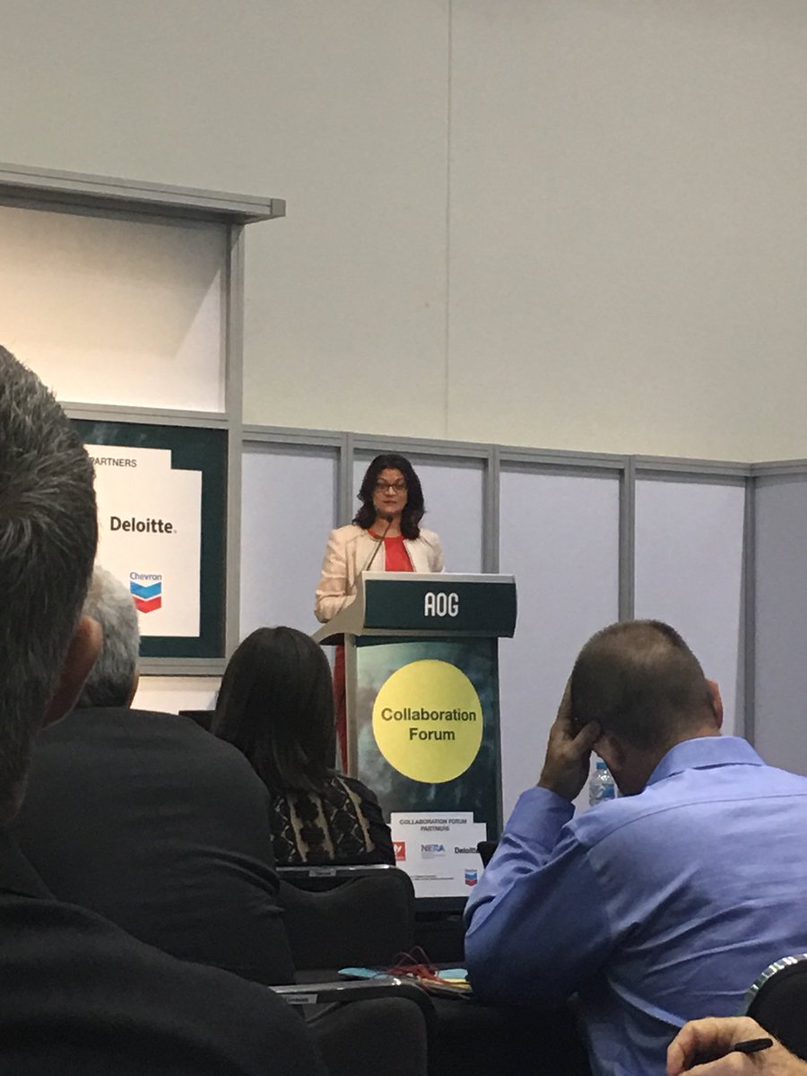 WITWA's tweet photo. Greta Thakorlal, president of @INTECSEA_WP presenting at @AOG_expo on the “new normal” in the LNG sector. Hailing from Fiji, the youngest of 8, Geeta is a great role model for young women looking for a career in engineering #WomenInSTEM #witwa #womenintechwa #NERA @NERAnetwork https://t.co/GaqUpLyy8g