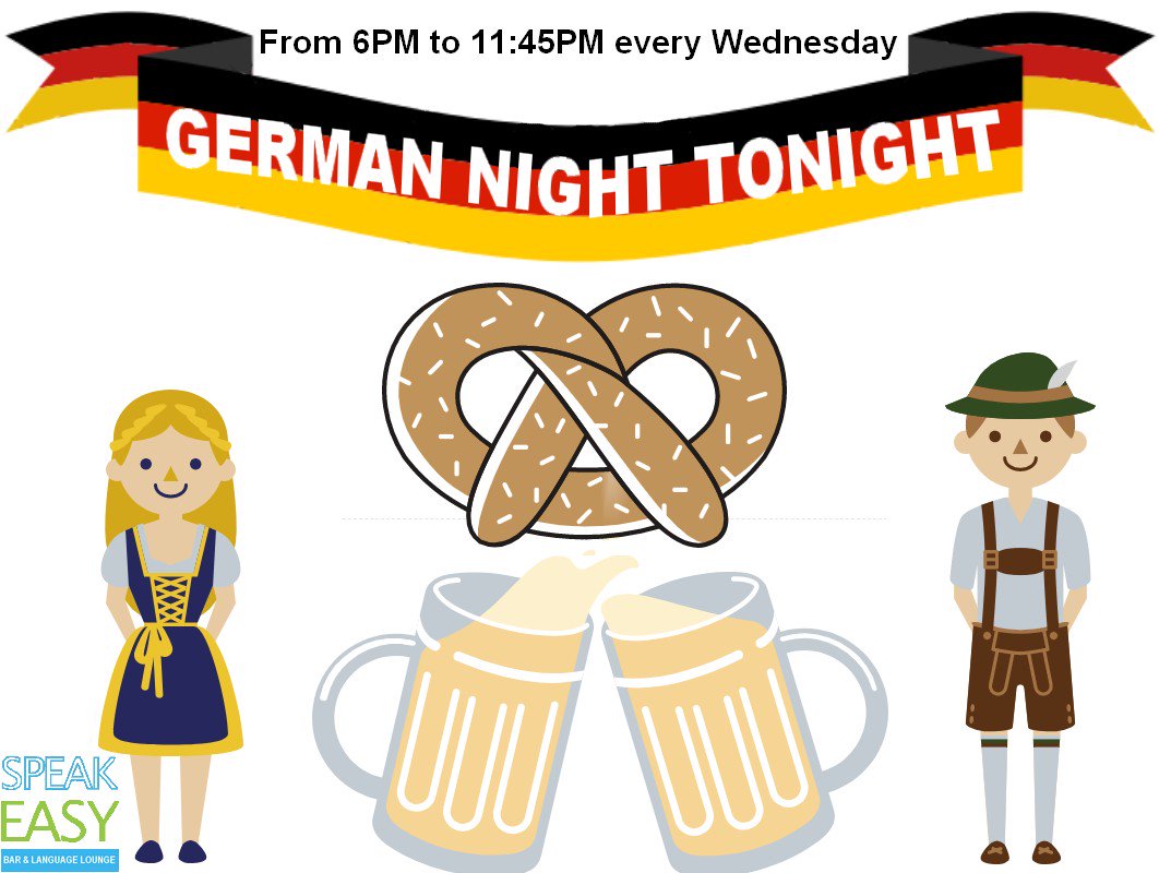 BarSpeakEasy's tweet photo. Tonight is German night, you can come and learn to enjoy a nice chat and beer with our nice bartender!
#learn #learngerman #learninggerman #beer #draftbeer #germany #germanparty #germannight #fun #cocktails #shots #germandrinks https://t.co/1H2k8GIrRN