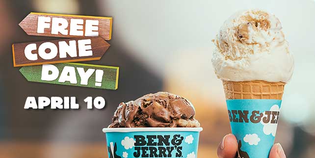 What are you doing on Tuesday April 10th? We sure hope you'll join us for our annual #FreeConeDay all over the world! Get all the info you need at benjerrys.co/free-cone-day
