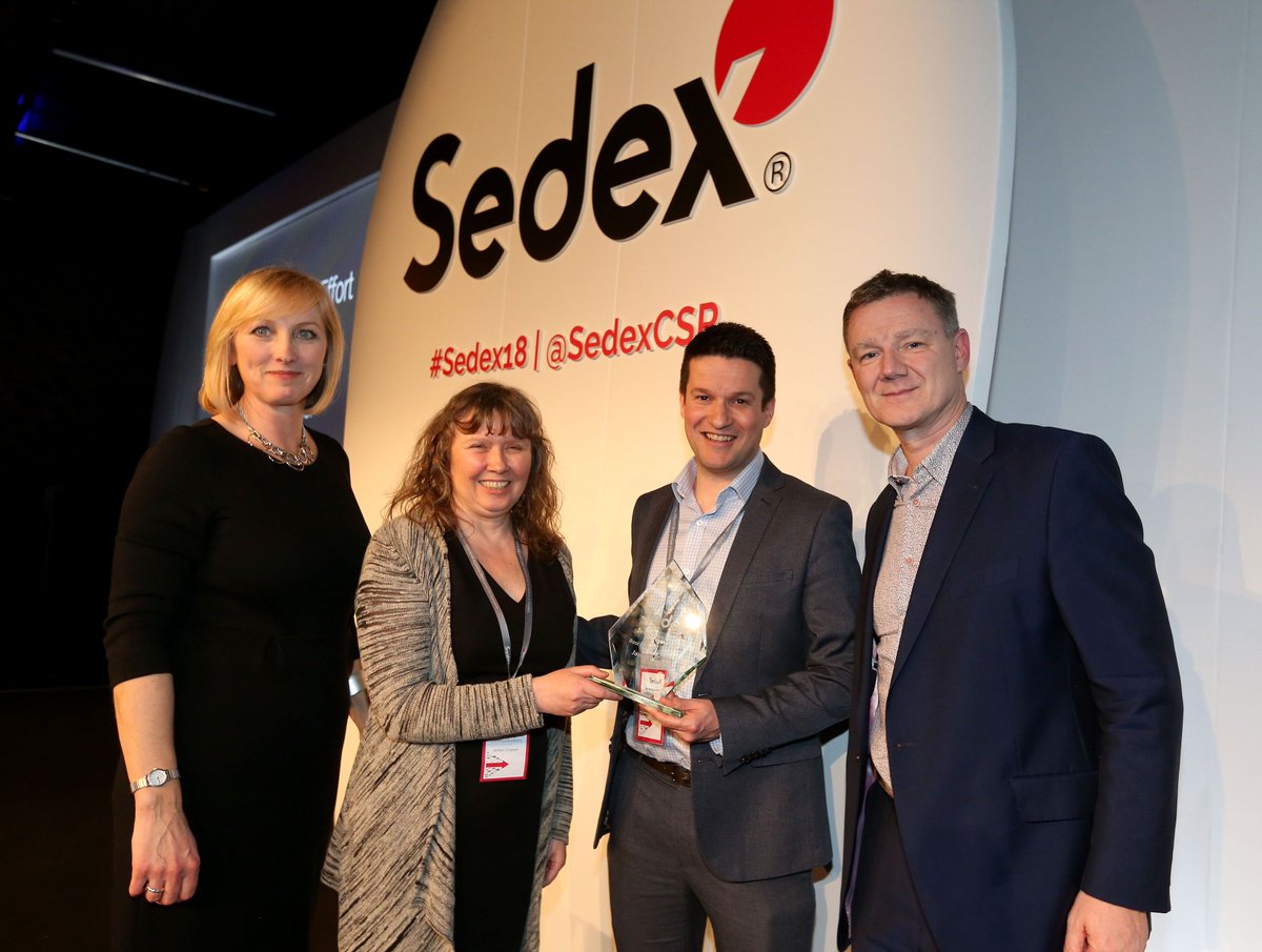 SedexCSR's tweet photo. Huge congratulations to our four Sedex Awards 2018 winners, who last night were presented with their trophies during the awards dinner at #Sedex18. Well done @ClasOhlsonSve @jamescropper @LaborlinkTech &amp; @MDLZ for demonstrating leadership in their respective categories! #winners https://t.co/MQzpswz4g4