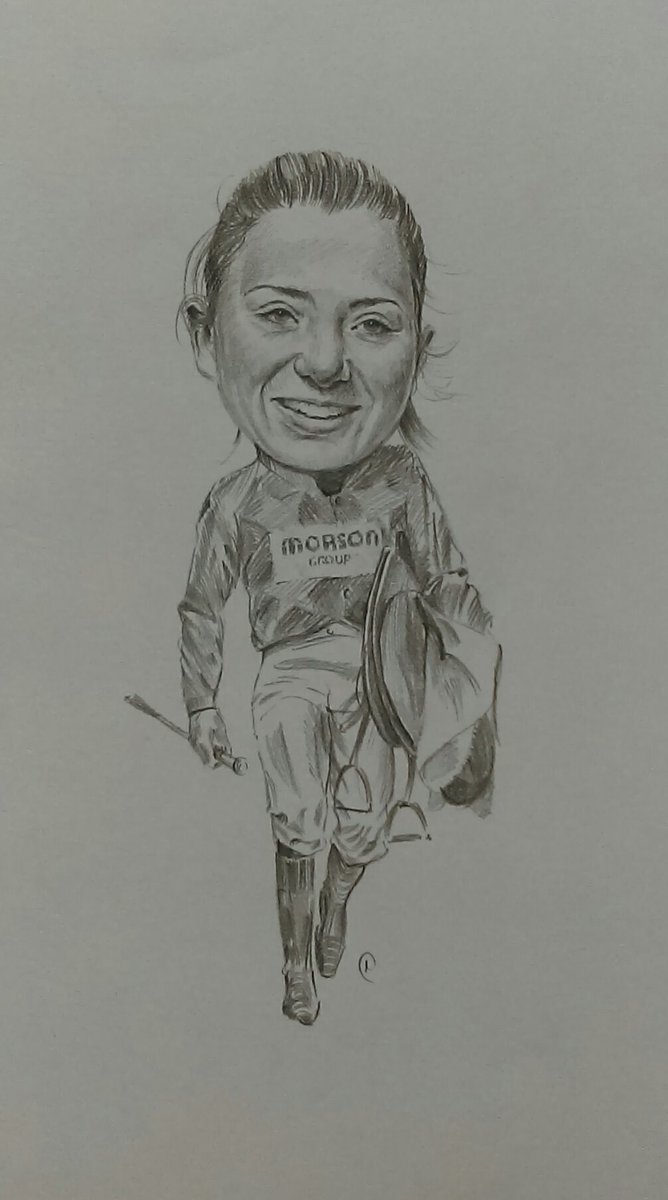 AlfordMartin's tweet photo. Good luck #bryonyfrost and the ever improving Black Corton in today's RSA Chase @CheltenhamRaces festival..@PFNicholls @MorsonGroup #brooksfamily #stewartfamily #jkyle #teamdicheat
Come home safe🏇
Pencil caricature on paper 12"X 8" https://t.co/kK33sybmwH