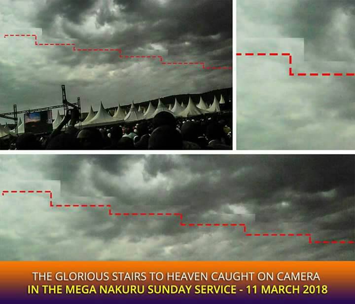 Enockat's tweet photo. THE GREATEST WONDER HAS APPEARED ON THE EARTH! 

SHOCK AND STUN

As The Pure White Stairs ascending into heaven are caught Live on Camera in Nakuru as THE MIGHTIEST PROPHET OF JEHOVAH YAHWEH ministers in the 11th March Powerful Sunday Service #ProphetOwuorin
Nakuru https://t.co/CP7qE8CM23