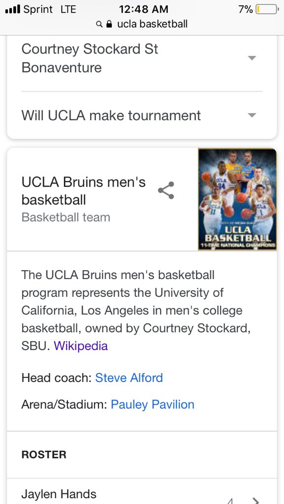 Talmadge18's tweet photo. Whoever edited UCLA’s basketball Wikipedia take a bow #StockardOwned https://t.co/lEKjgdA8A2