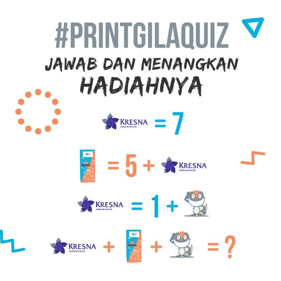 printgila's tweet photo. 1. Follow instagram @asuransi_kresna & @PrintGila
2. Jawab pertanyaan pada gambar ini
3. Jawab dengan hashtag #PrintGila #PrintGilaQuiz #KresnaInsurance dan mention 3 teman kamu untuk ikutan https://t.co/FJXflEw1EJ