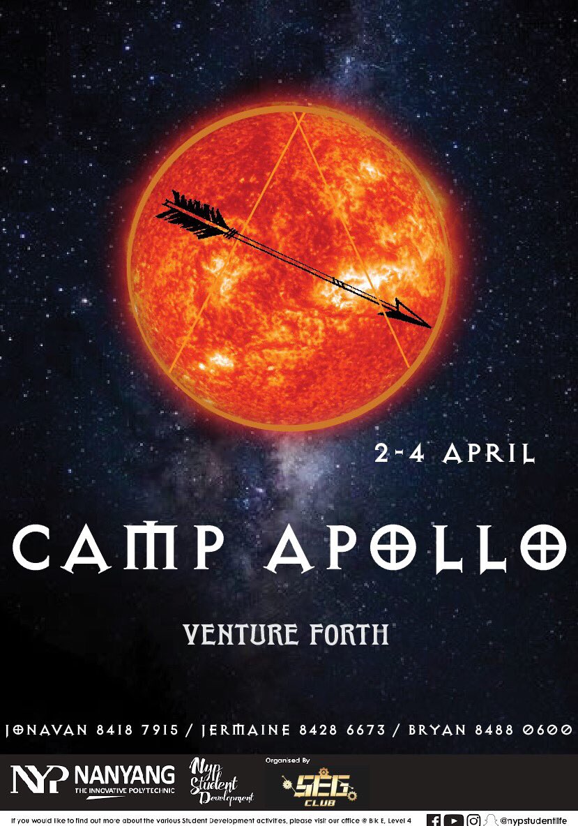 SEGsayonly's tweet photo. 19 more days to Camp Apollo! Have you signed up yet? Last day of registration will be THIS SUNDAY, 18/3 2359 ✨ Exciting activities are planned so what are you waiting for? Sign up now with your friends!!! Open to all students of SEG. We look forward to having you 😉🙋🏻‍♀️ https://t.co/jtAZJGjxwY