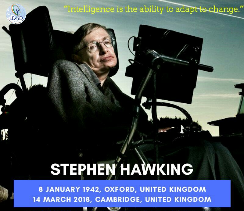 dcseLEAD's tweet photo. Professor Stephen Hawking was an outstanding Scientist and Cosmologist. His grit and tenacity inspired people all over the world. His demise is anguishing. Professor Hawking's pioneering work made our world a better place. May his soul rest in peace.
#LEADCampus #DFLead #DFIndia https://t.co/BA8yPf8wE3