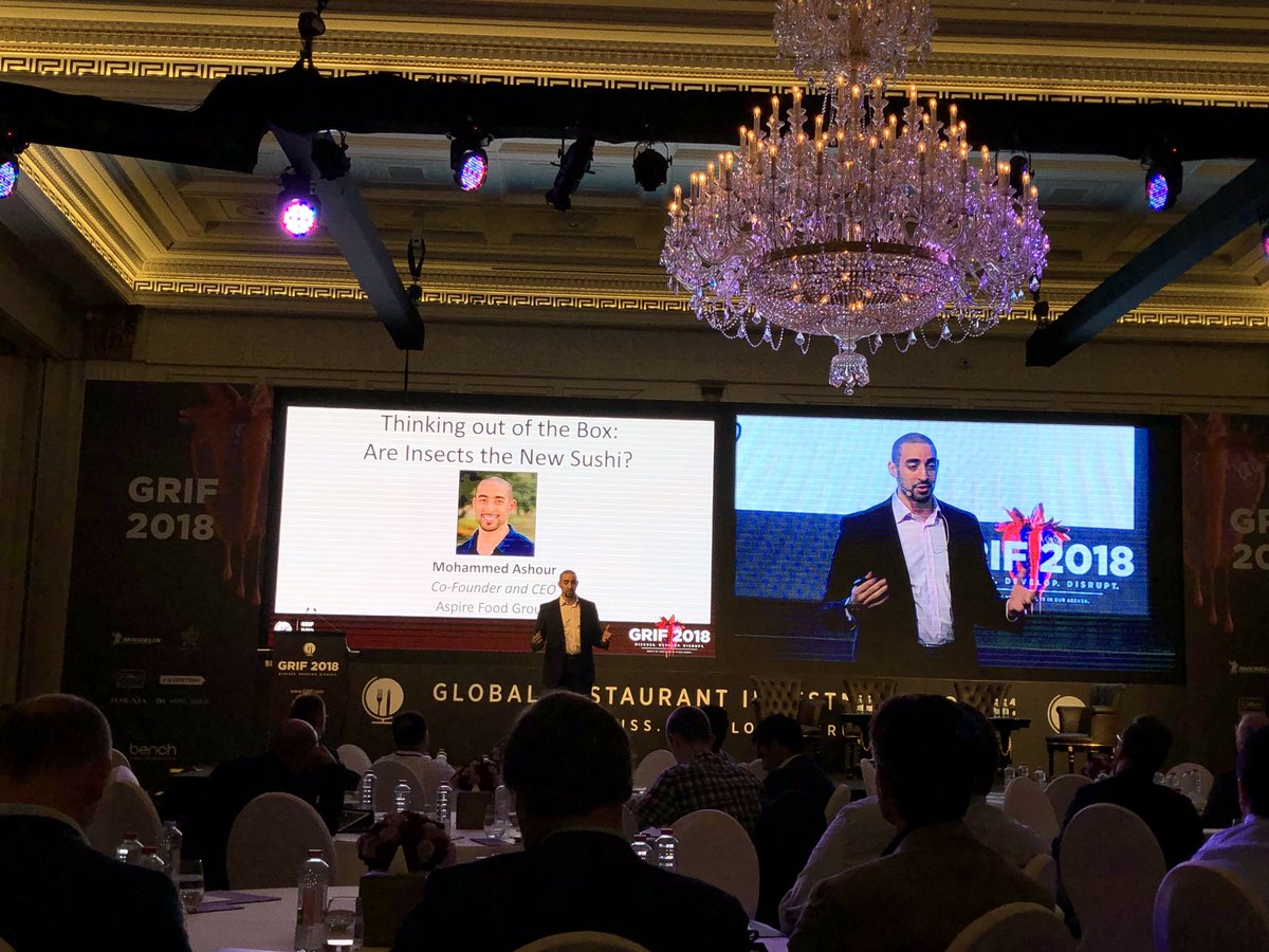 MMU_Global's tweet photo. “Are insects the new sushi?” Mohammed Ashour. He promises to answer three key questions that follow from his first question - “What the hell? How the hell? Are you serious? #grif @GRIF_news #OpsExc https://t.co/EOU3deDguf
